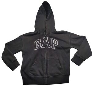 GAP Kids Boys Girls Black Arch Logo Full‎ Zip Hoodie Sweatshirt Size S 6-7